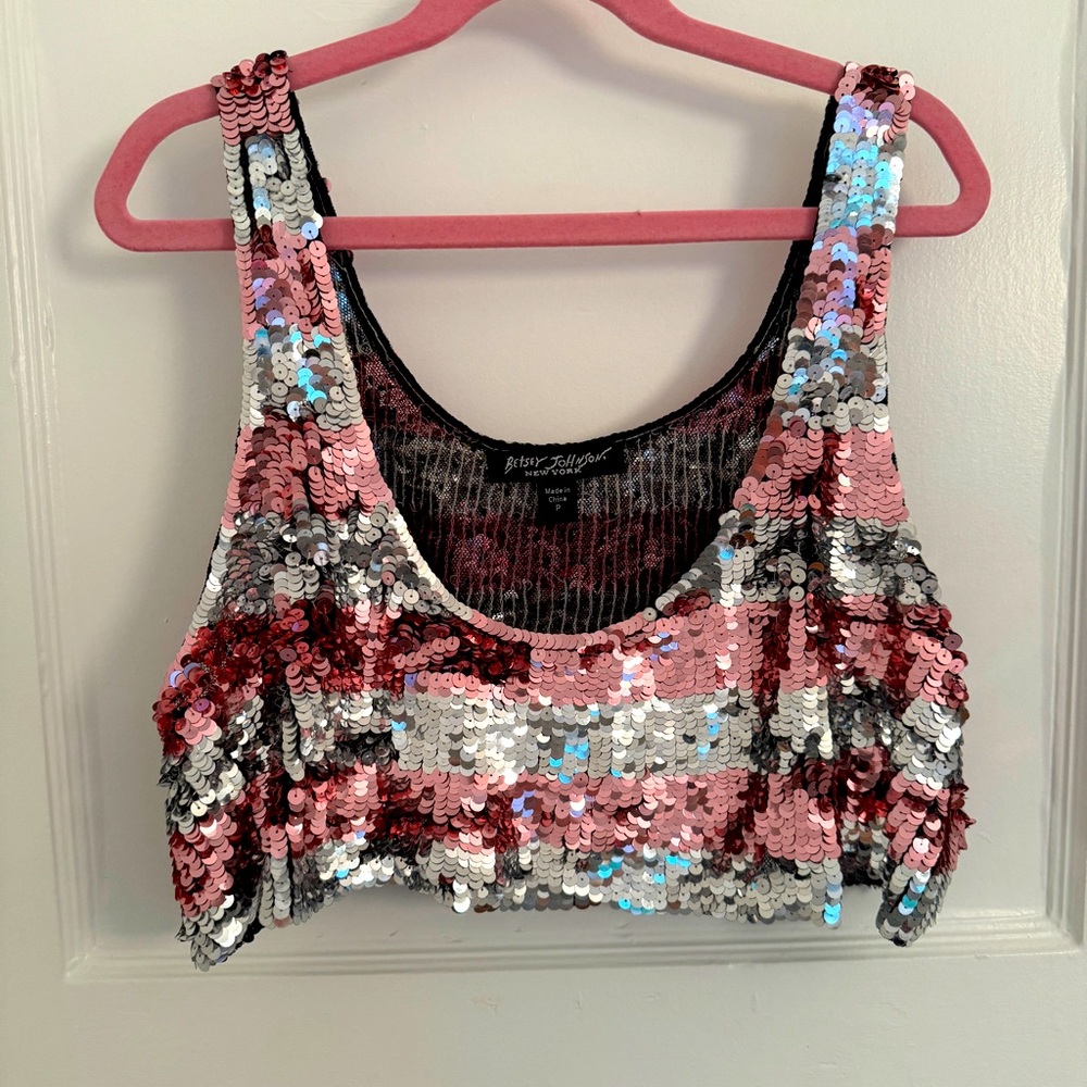Cropped sequin tank top - Betsey Johnson